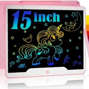 Toddler Toys for 3 4 5 6 7 Year Old Boys Girls Gifts, ScriMemo LCD Writing Tablet 15 Inch Kids Toys Doodle Pad, Reusable Drawing Board for Kids 3 4 5 6 7 8 9 Year Old Boy Girl Birthday Gifts (Pink)