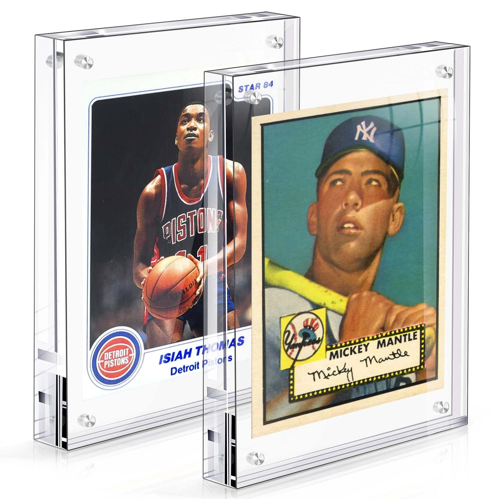 Acrylic Card Frame, Magnetic Trading Card Display Frames Desktop Display - 2 Sets Clear