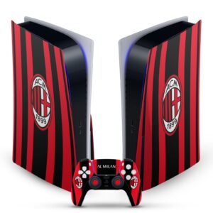 Head Case Designs Officially Licensed AC Milan Home 2021/22 Crest Kit Vinyl Faceplate Sticker Gaming Skin Decal Cover Compatible With Sony PlayStation 5 PS5 Disc Edition Console & DualSense Controller