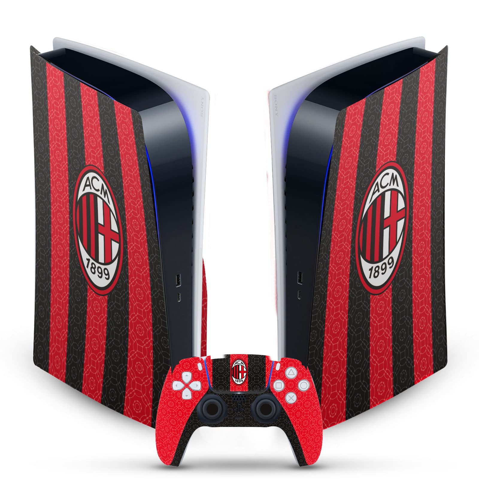 Head Case Designs Officially Licensed AC Milan Home 2020/21 Crest Kit Vinyl Faceplate Sticker Gaming Skin Decal Compatible with Sony Playstation 5 PS5 Digital Edition Console and DualSense Controller