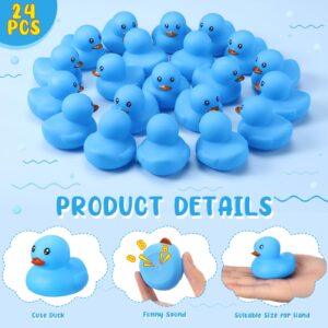 Hungdao 24 Pcs 2 Inch Mini Rubber Ducks for Kids Children Party Favors Bulk Bath Ducks Summer Pool Floating Toys Rubber Ducks Birthday Gifts for Boys Girls Baby Shower Supplies(Blue)