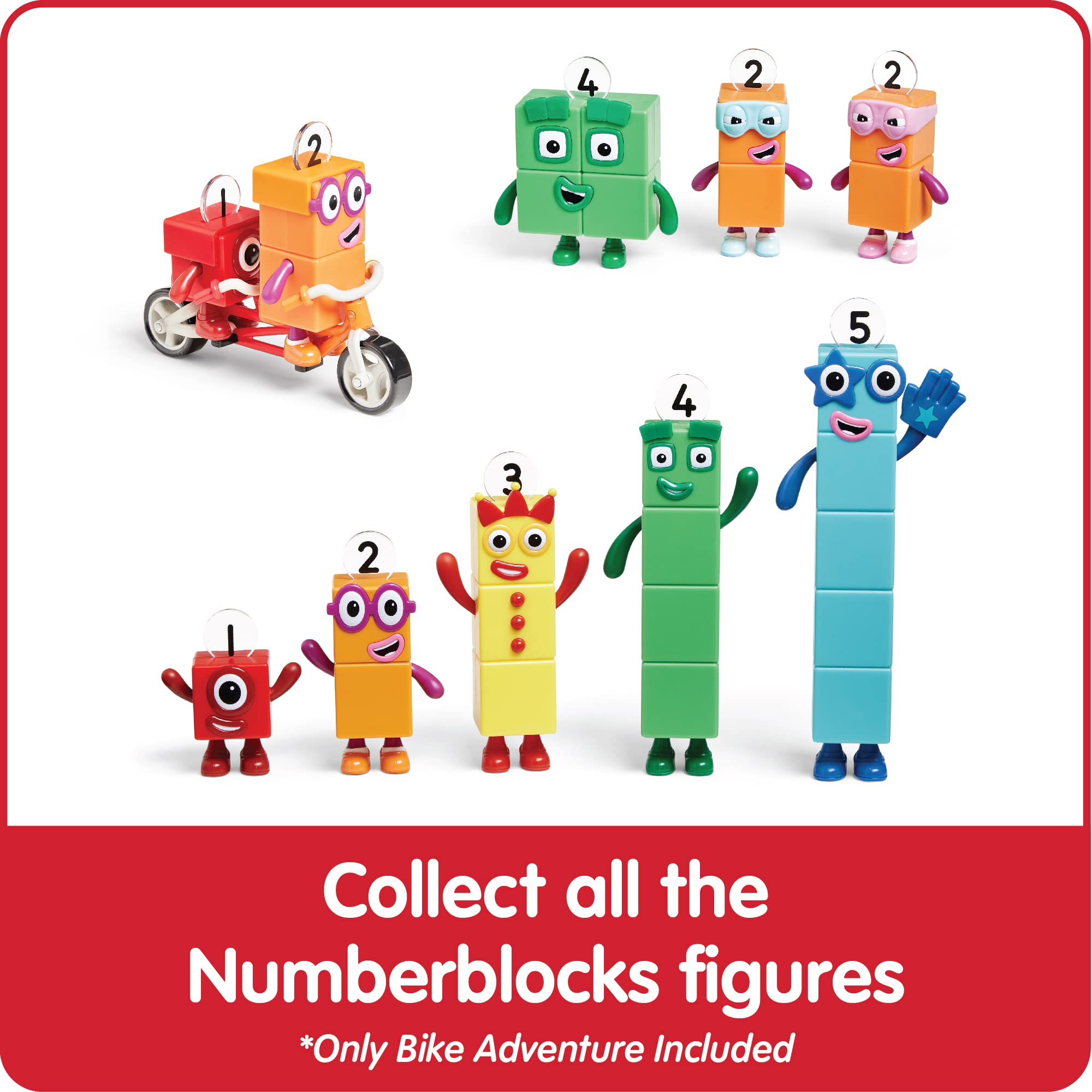 hand2mind Numberblocks One and Two Bike Adventure, Cartoon Action Figure Set, Toy Figures, Toy Vehicle Playsets, Small Figurines for Kids, Number Toys, Math Toys for Kids 3-5, Birthday Gifts for Kids