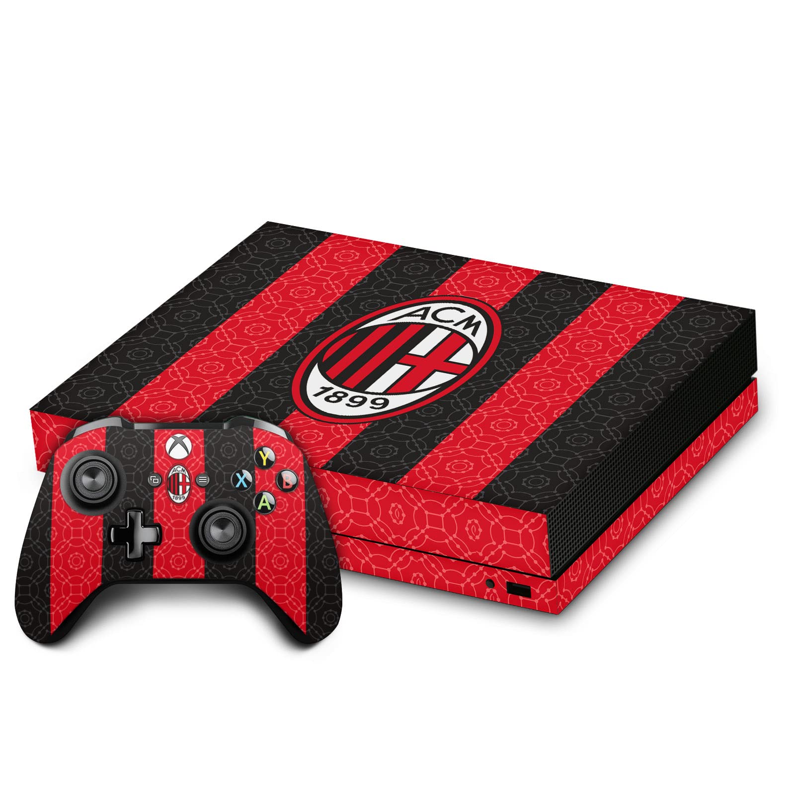 Head Case Designs Officially Licensed AC Milan Home 2020/21 Crest Kit Vinyl Sticker Gaming Skin Decal Cover Compatible with Xbox One X Console and Controller Bundle