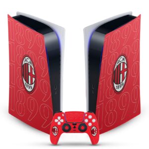 Head Case Designs Officially Licensed AC Milan 1899 Black Logo Art Vinyl Faceplate Sticker Gaming Skin Decal Compatible With Sony PlayStation 5 PS5 Digital Edition Console and DualSense Controller