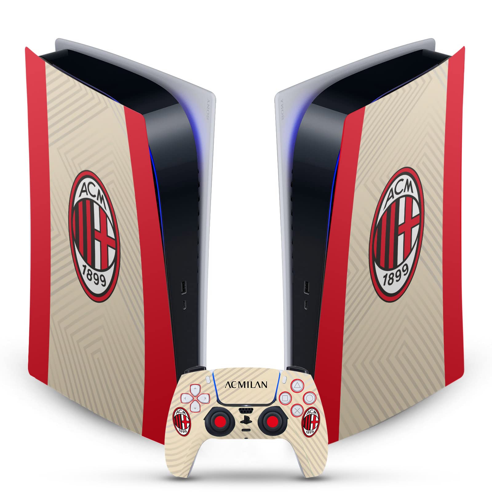 Head Case Designs Officially Licensed AC Milan Away 2021/22 Crest Kit Vinyl Faceplate Sticker Gaming Skin Decal Compatible With Sony PlayStation 5 PS5 Digital Edition Console and DualSense Controller