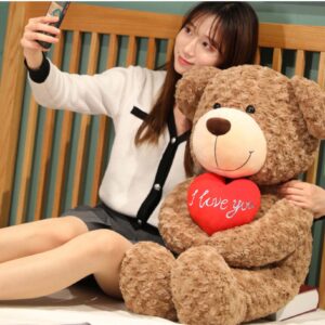 ROCHEMON Teddy Bear Stuffed Animals Valentines Day Gifts for Her Him with Heart Boyfriend Brown 19.7inch