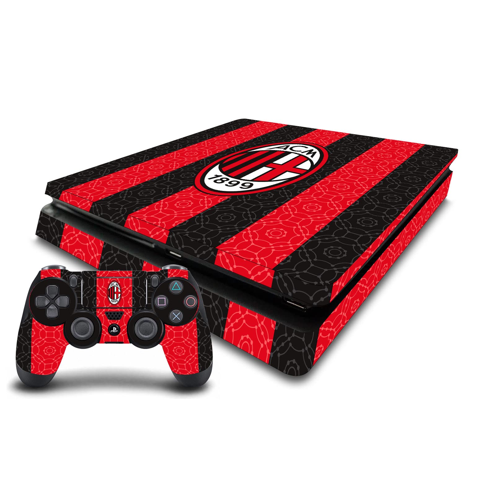 Head Case Designs Officially Licensed AC Milan Home 2020/21 Crest Kit Vinyl Sticker Gaming Skin Decal Cover Compatible with Sony Playstation 4 PS4 Slim Console and DualShock 4 Controller