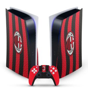 Head Case Designs Officially Licensed AC Milan Home 2020/21 Crest Kit Vinyl Faceplate Sticker Gaming Skin Decal Cover Compatible With Sony PlayStation 5 PS5 Disc Edition Console & DualSense Controller