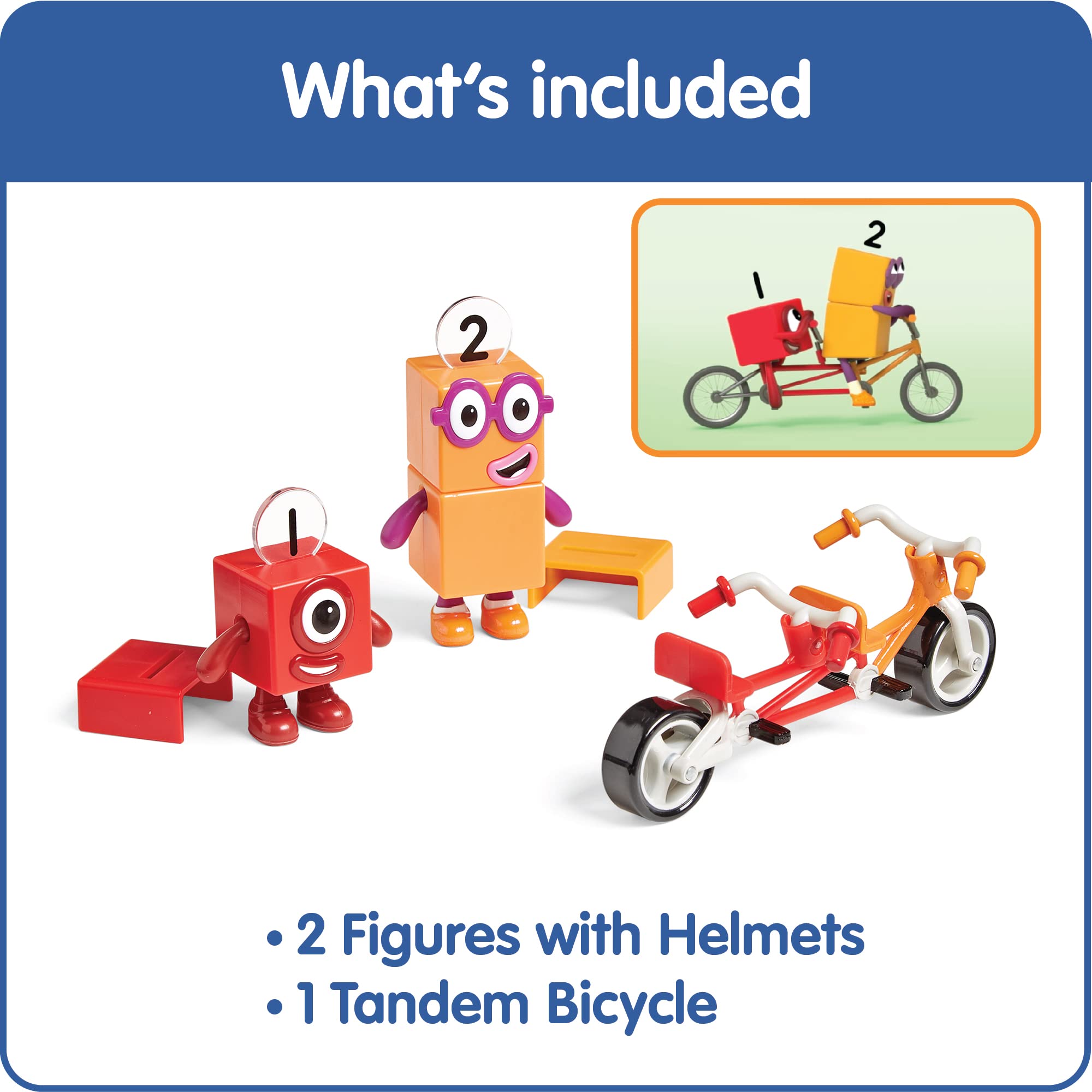 hand2mind Numberblocks One and Two Bike Adventure, Cartoon Action Figure Set, Toy Figures, Toy Vehicle Playsets, Small Figurines for Kids, Number Toys, Math Toys for Kids 3-5, Birthday Gifts for Kids