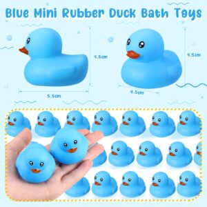 Hungdao 24 Pcs 2 Inch Mini Rubber Ducks for Kids Children Party Favors Bulk Bath Ducks Summer Pool Floating Toys Rubber Ducks Birthday Gifts for Boys Girls Baby Shower Supplies(Blue)