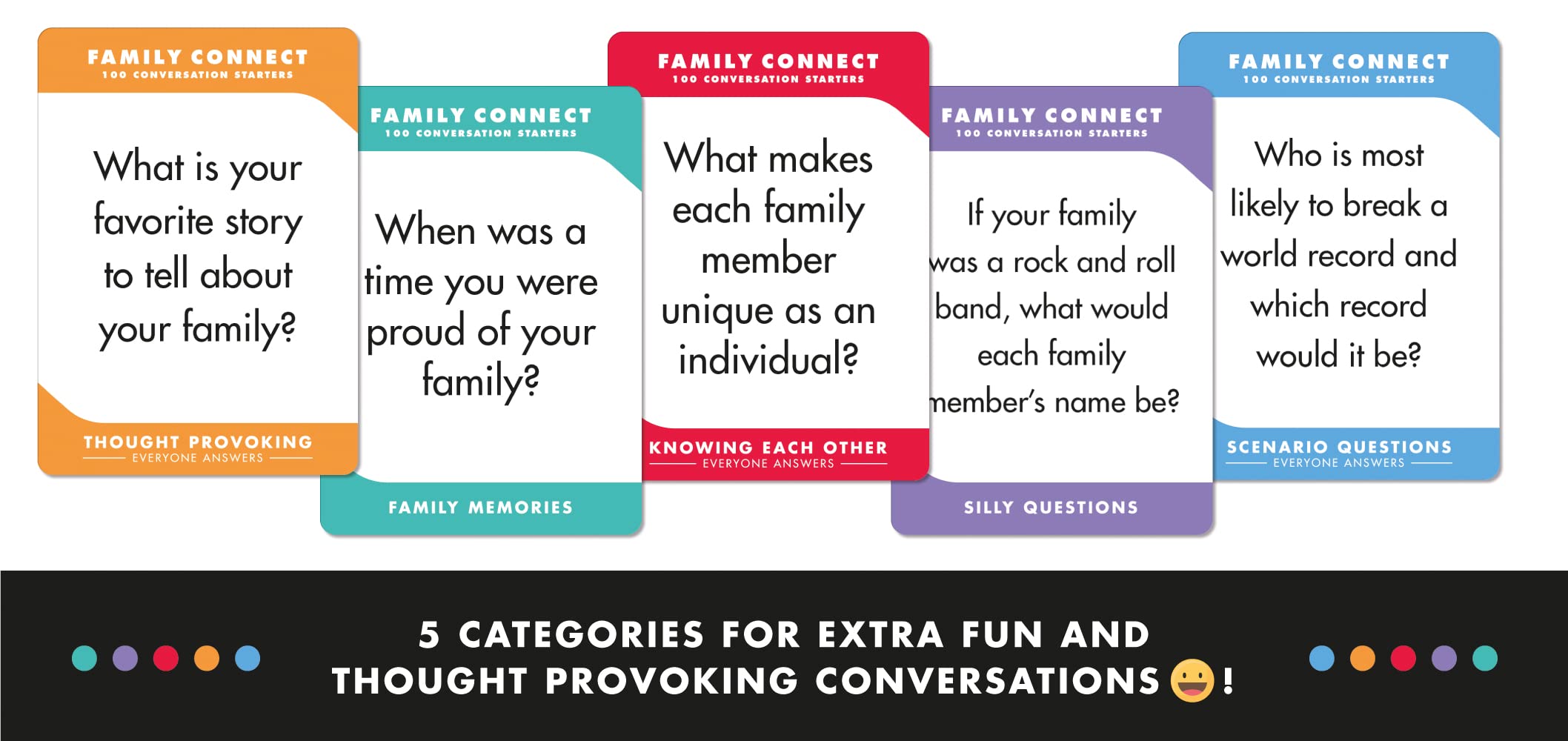 100 Conversation Cards for Kids - Engaging Questions & Conversation Starters - Family Card Games to Strengthen Parent-Child Relationship - Meaningful Topics for Dinner Table, Game Nights or Road Trips