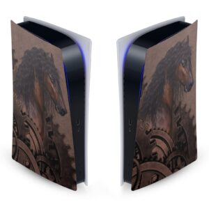 head case designs officially licensed simone gatterwe mechanical gear steampunk horse vinyl faceplate sticker gaming skin decal cover compatible with sony playstation 5 ps5 digital edition console