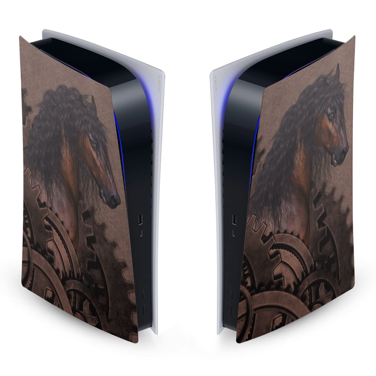 Head Case Designs Officially Licensed Simone Gatterwe Mechanical Gear Steampunk Horse Vinyl Faceplate Sticker Gaming Skin Decal Cover Compatible with Sony Playstation 5 PS5 Digital Edition Console