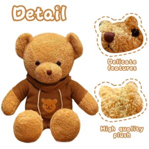 Galatee Cute Teddy Bear Plush Stuffed Animal, Teddy Bear with Coffee Hoodie, Gifts for Children(11.8" Brown)