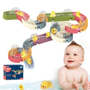 noaideoi bathtub water slide toys for toddlers,35 pcs duck slide bath toys water balls slide for kids diy wall bathtub slide tracks toys for boys and girls ages 3-6,shower set gift toys for kids