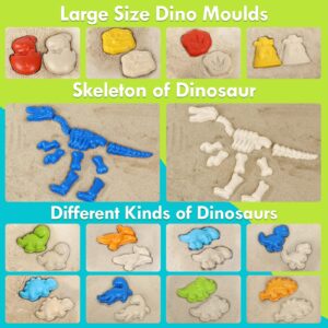 Lehoo Castle Beach Sand Toys, Sandbox Toys with Collapsible Sand Buckets and Shovels for Kids, Included Dinosaur Sand Molds, Mesh Bag, Watering Can, Summer Outdoor Toys for Boys Girls