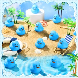 Hungdao 24 Pcs 2 Inch Mini Rubber Ducks for Kids Children Party Favors Bulk Bath Ducks Summer Pool Floating Toys Rubber Ducks Birthday Gifts for Boys Girls Baby Shower Supplies(Blue)