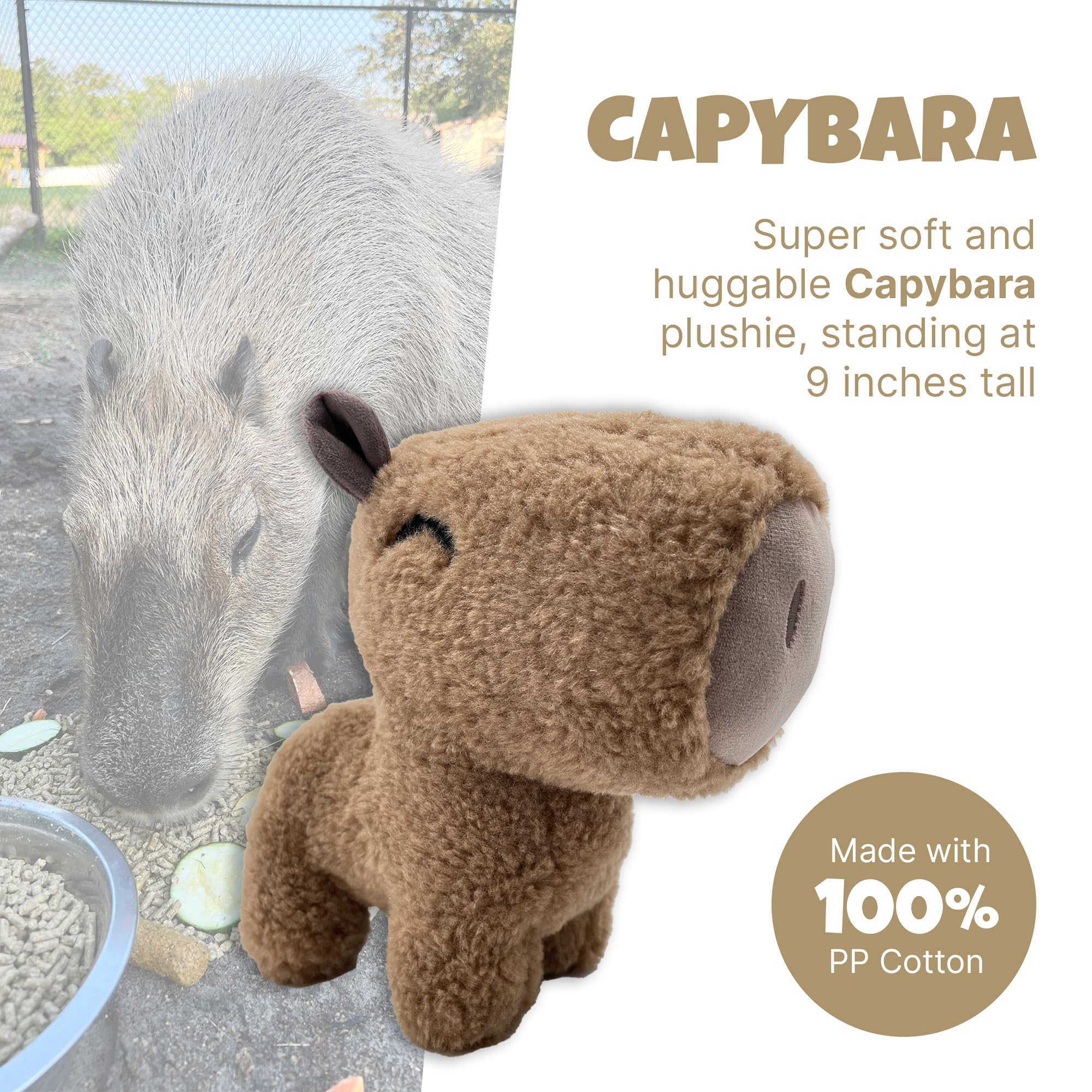 YouTooz Capybara 9" Inch Plush, Super Soft and Adorable Capybara Animal Plush Capybara Plush Collection