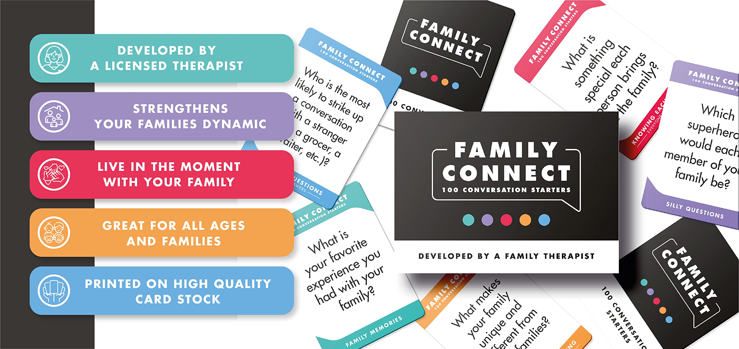 100 Conversation Cards for Kids - Engaging Questions & Conversation Starters - Family Card Games to Strengthen Parent-Child Relationship - Meaningful Topics for Dinner Table, Game Nights or Road Trips