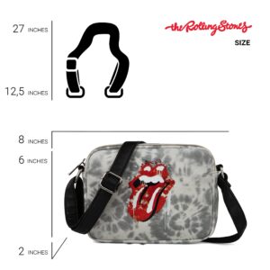 Rolling Stones Majesties Collection Crossbody Bag for Women, Men, Girls, and Teens, Officially Licensed Lightweight Vegan Leather Purse for Travel, Fits Phone, Wallet, and More, Gray