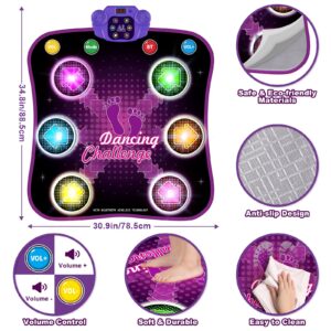 Jugana Kids Dance Mat Toys, Electronic Music Dance Pad with Light Up 6-Button & Wireless Bluetooth, Dance Game Toys for 3-12 Year Old Kids Girls Boys