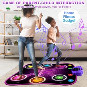 Jugana Kids Dance Mat Toys, Electronic Music Dance Pad with Light Up 6-Button & Wireless Bluetooth, Dance Game Toys for 3-12 Year Old Kids Girls Boys