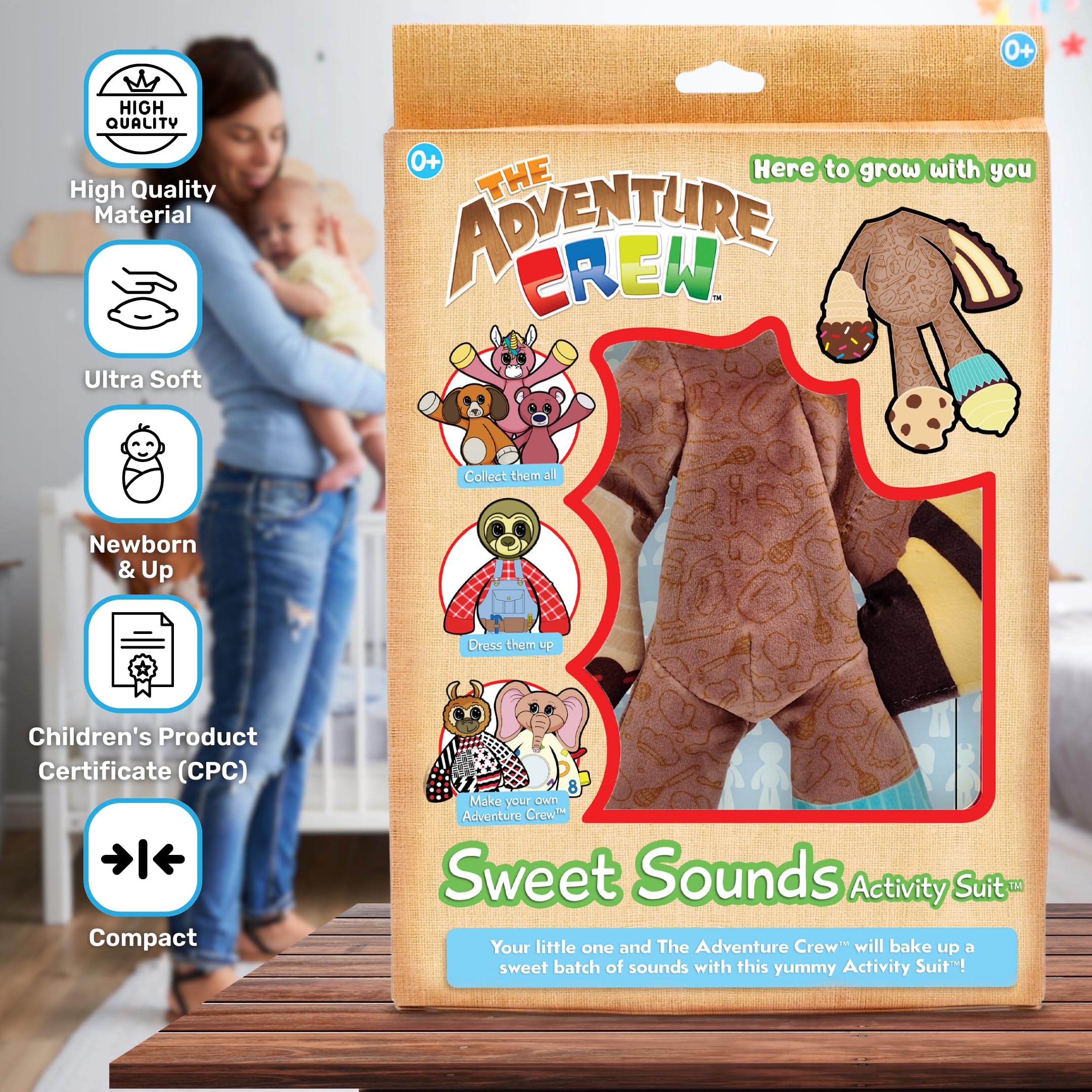 Nobory Toys The Adventure Crew Sweet Sounds Interactive Activity Suit for Babies and Toddlers | Interchangeable with The Adventure Crew Plush Characters | Early Learning Toy