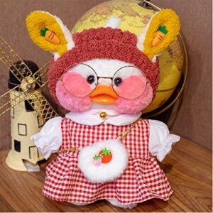 LALAFANFAN Duck Plush Clothes 4 Packs, Kawaii Duck Stuffed Animal Plush Clothes / 13 Accessories (red)