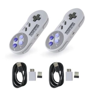 Wireless Controller for SNES Classic Edition（Mini）/NES Classic Edition, Gamepad with USB Wireless Receiver Compatible with Switch, Windows,iOS,Liunx,Android Device (2 Packs)