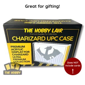 The Hobby Lair Deluxe Acrylic Case Compatible with Pokemon Charizard UPC | NOT COMPATIBLE WITH MEW 151 UPC | Sliding Secure Mag Lock Top | Thick 6mm Protection