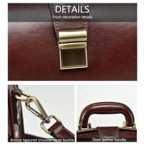 Erivis Genuine Leather Doctor BagTop Handle Purses Cowhide Handbag Brown Shoulder Bag Buckle Women's Bag