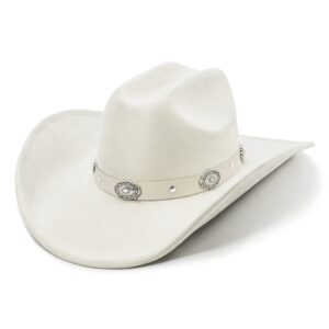 fluffy sense. cowboy hat for women and men with shapeable wide brim - felt cowboy hat cattleman western hats for cowboys and cowgirls (as1, alpha, m, l, ivory white)