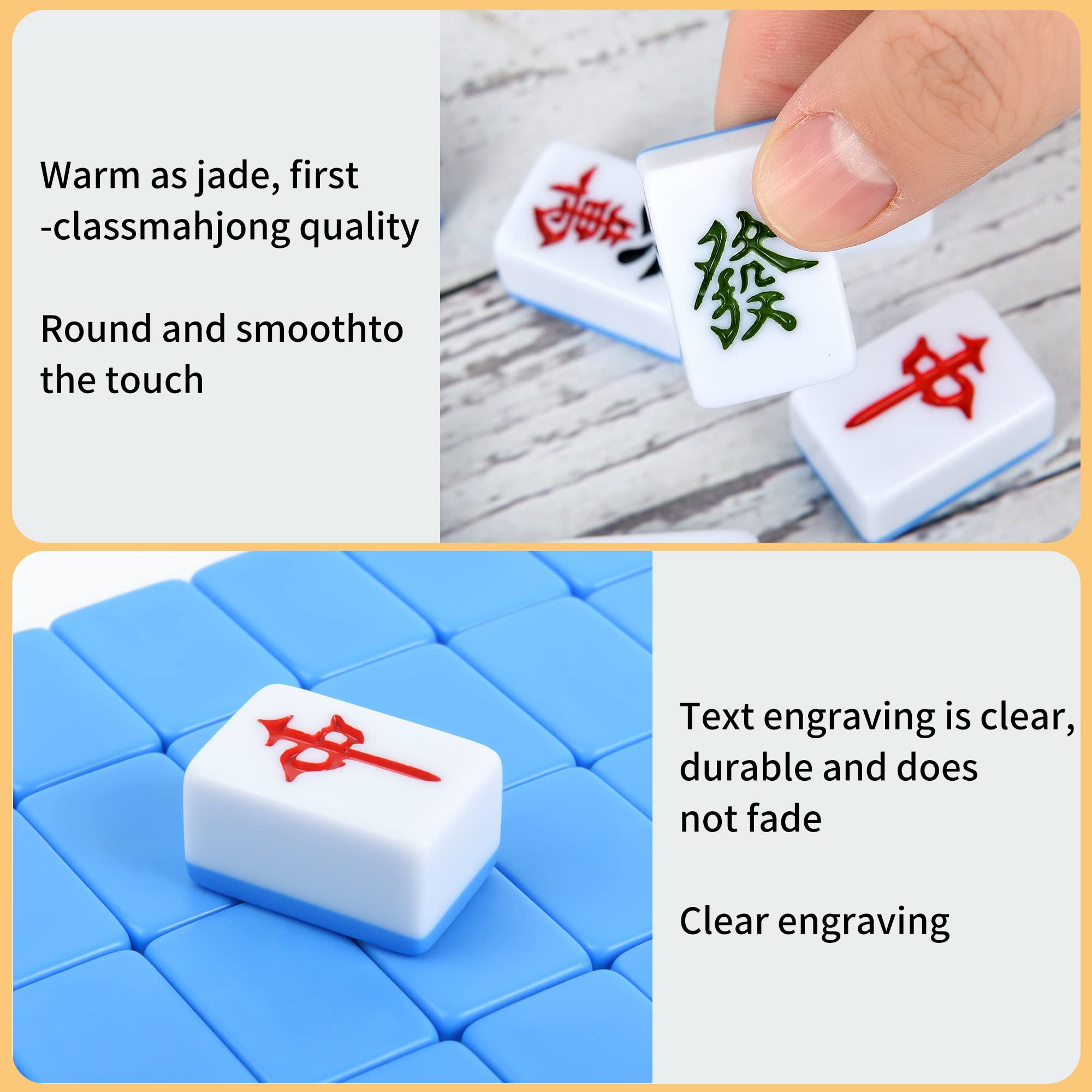 TWBTC Chinese Mini Mahjong Sets144 Melamine Tiles 1.1"(28mm) with Portable Travel Handbag Complete Mahjong Game Set - (Mah Jong, Mahjongg, Mah Jongg, Majiang, 中国麻将)