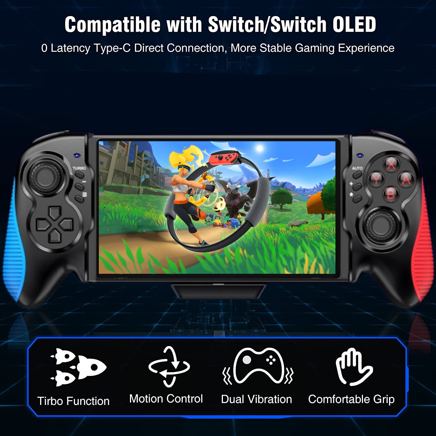 Rzzhgzq Switch Controller for Nintendo Switch One-Piece Joypad Switch Pro Controller for Handheld Mode Switch Controllers Remote with Adjustable TURBO and Dual Motor Vibration