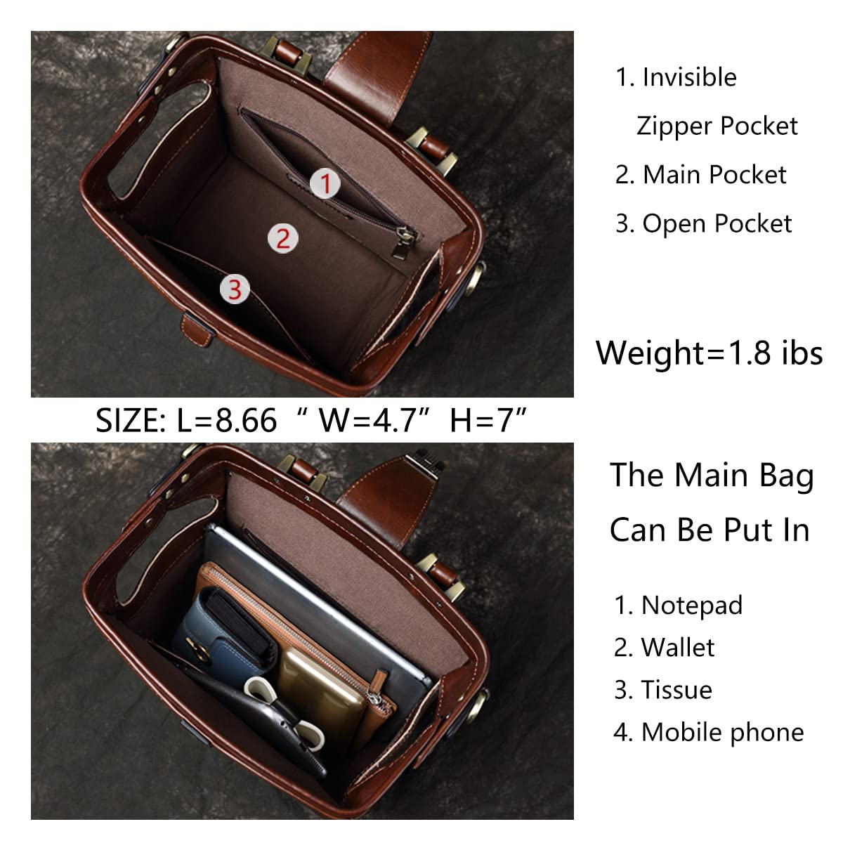 Erivis Genuine Leather Doctor BagTop Handle Purses Cowhide Handbag Brown Shoulder Bag Buckle Women's Bag