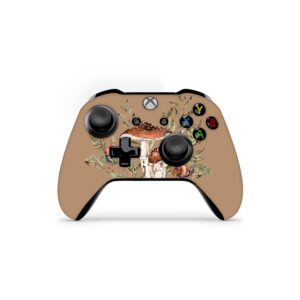 zoomhitskins controller skin compatible with x1 s and x1 x, vinyl sticker technology, forest mushroom leaves vintage botanical autumn fall brown, durable, 1 skin, made in the usa