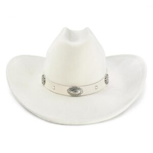 FLUFFY SENSE. Cowboy Hat for Women and Men with Shapeable Wide Brim - Felt Cowboy Hat Cattleman Western Hats for Cowboys and Cowgirls (as1, Alpha, m, l, Ivory White)