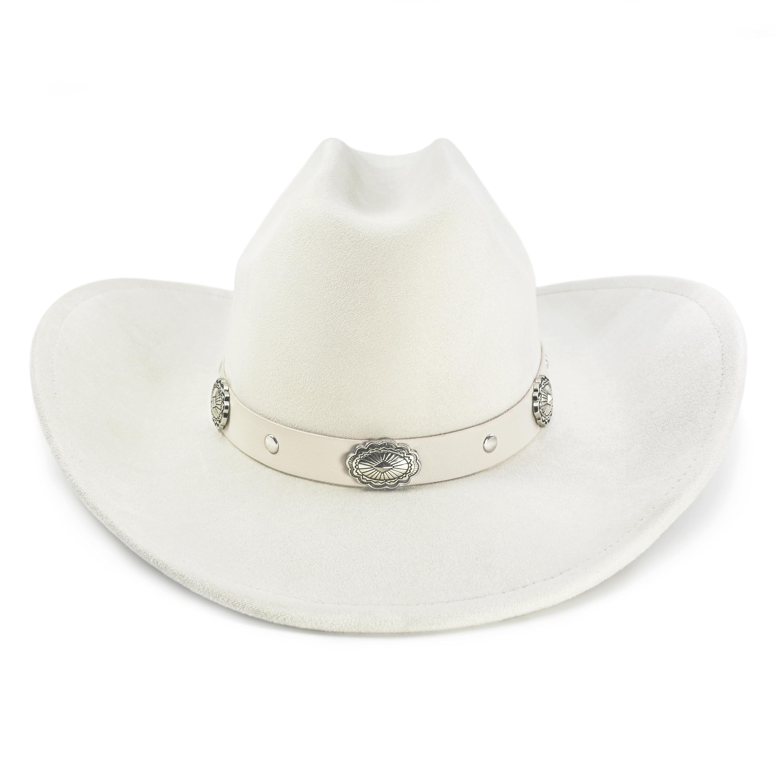 FLUFFY SENSE. Cowboy Hat for Women and Men with Shapeable Wide Brim - Felt Cowboy Hat Cattleman Western Hats for Cowboys and Cowgirls (as1, Alpha, m, l, Ivory White)