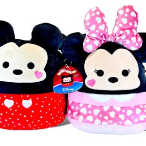 Squishmallows Official Kellytoy Perfect Pair Mickey Mouse and Minnie Mouse Plush with Hearts - Set of 2 - 2023 Valentine’s Squad Stuffed Animal Toy Pillow Doll, Multicolor, Small 8''