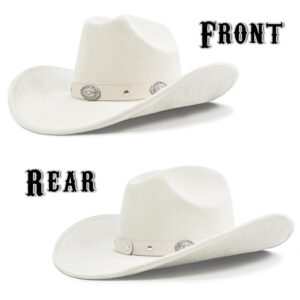 FLUFFY SENSE. Cowboy Hat for Women and Men with Shapeable Wide Brim - Felt Cowboy Hat Cattleman Western Hats for Cowboys and Cowgirls (as1, Alpha, m, l, Ivory White)