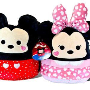 Squishmallows Official Kellytoy Perfect Pair Mickey Mouse and Minnie Mouse Plush with Hearts - Set of 2 - 2023 Valentine’s Squad Stuffed Animal Toy Pillow Doll, Multicolor, Small 8''