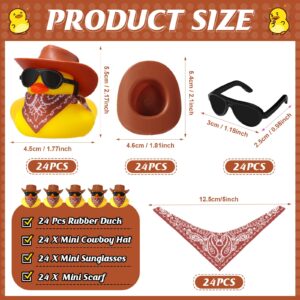 24 Set Cowboy Rubber Duck Mini Yellow Duckies Bath Party Toy Tiny Ducks Bathtub Toy with Cowboy Hat Paisley Bandanas Sunglasses for Summer Baby Shower Birthday Swimming Party Favor (Classic Style)