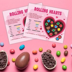 DYIRBIIY 5" x 6" Fall Party Table Game | Rolling Hearts Roll The Dice Game| Easter Hearts Dice Game for Valentine's Day | 10 Play Cards 20 Colored Dices -TZYX-B04