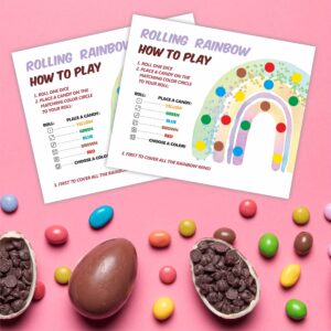 DYIRBIIY 5" x 6" Easter Party Kids Table Game | Rolling A Rainbow Roll The Dice Game|Table Dice Game for Kids | 20 Play Cards 20 Colored Dices -TZYX-A07