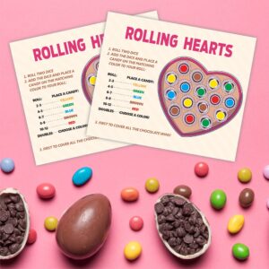 DYIRBIIY 5" x 6" Rolling Hearts Party Kids Table Game | Happy Easter Roll The Dice Game| Dice Game for Kids | 10 Play Cards 20 Colored Dices -TZYX-B03