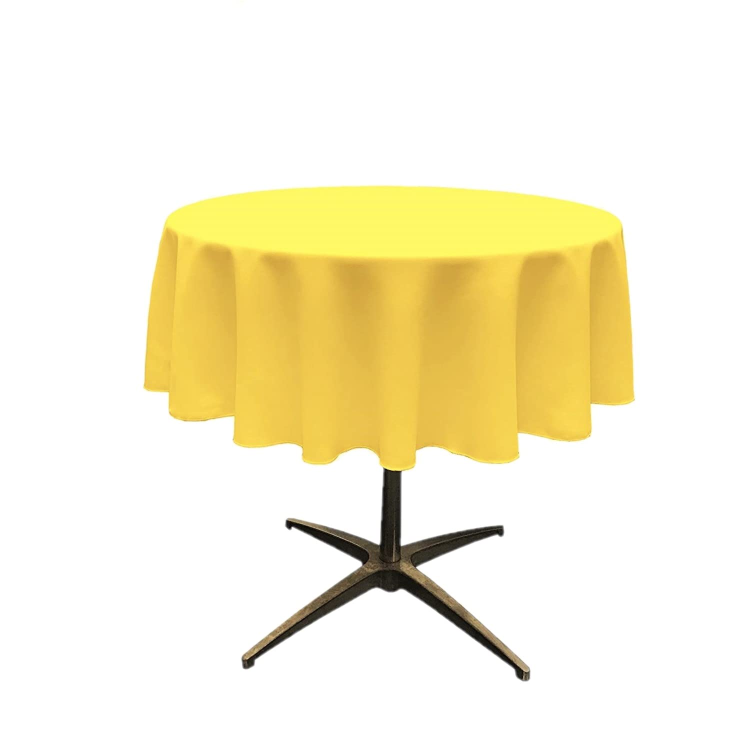 Backdrop King Inc, Round Polyester Poplin Seamless Tablecloth 51" / Overlay, Good for Small Coffee Table (Light Yellow)