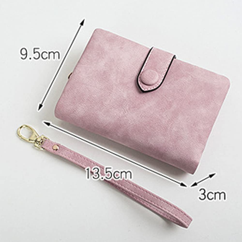 soputry Small Trifold Leather Wallet For Women, Multi Card Organizer Small Women Wallet with Zippered Coin Pocket and Wristlet, Frosted Soft Leather Wallet Card Case Purse (Purple)