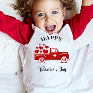 Infant Girls Boys Tee Kids Valentine's Day T Shirt Letter Heart Print Blouse Valentine Oversized Crewneck Tee Tops Red