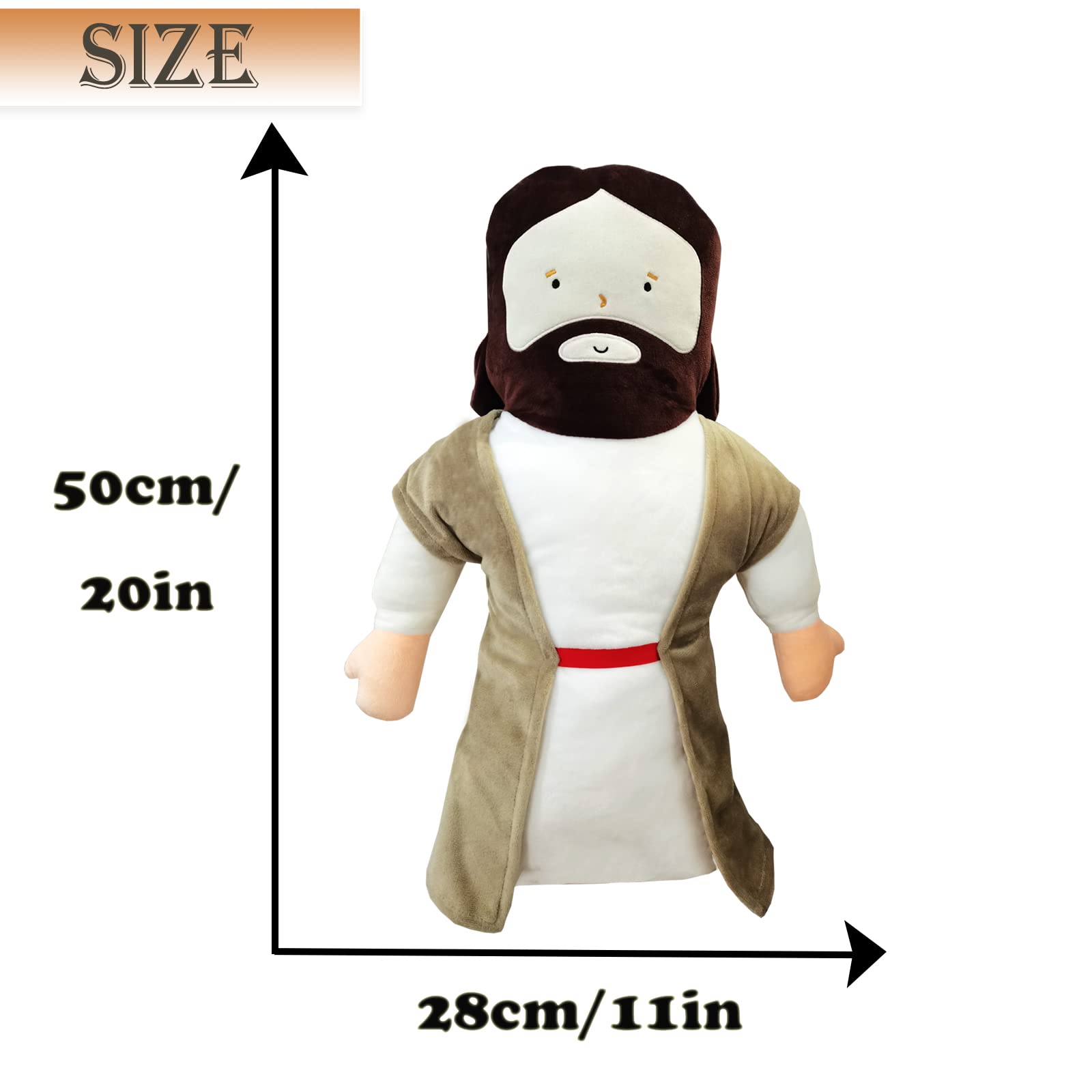 Corandis 20inch Jesus Plush Toy Jesus Stuffed Dolls Cartoon Jesus Pillow Christ Religious Savior Toys Christian Figure Home Christmas Decoration Baptism Gift