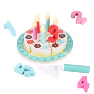 birthday cake cutting toys, wooden play food set for kids toddlers, pretend play kitchen toys for boys girls